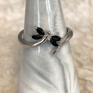 Sterling Silver Black CZ Dragonfly Ring